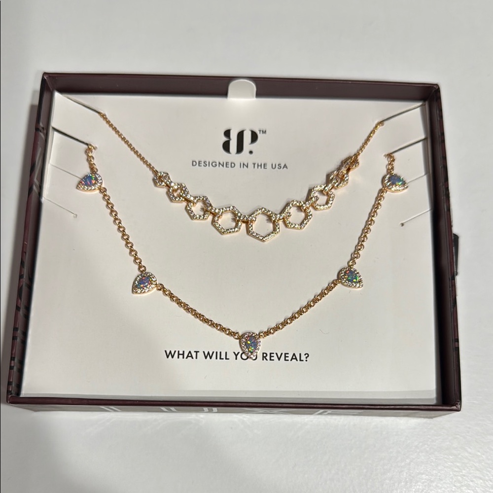 NEW Rose Gold Bomb Party Double-Layered Necklace Set with Minimalist Design